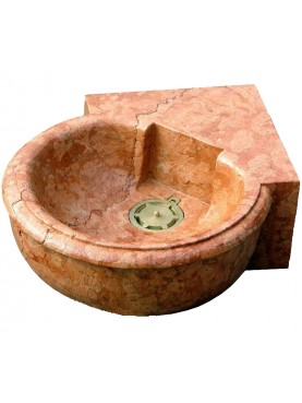 Artisan corner washbasin in red Verona marble