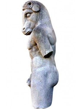 The minotaur of the Knossos labyrinth sculpture in white limestone