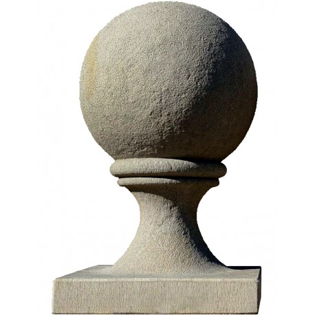 Sfera Ø38 cm con base 40x40 cm in arenaria grigia - pietra serena