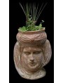 Grande cachepot in terracotta femminile di Caltagirone