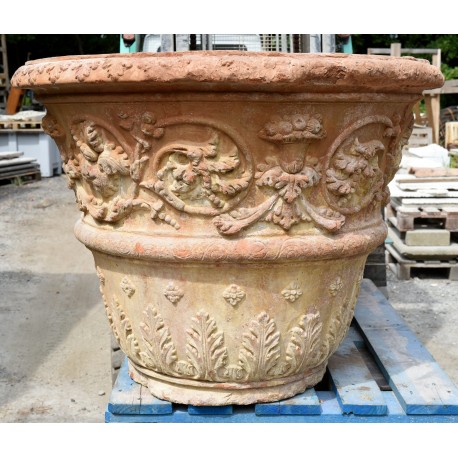 Large ancient terracotta citrus vase - adorned from Impruneta, Florence