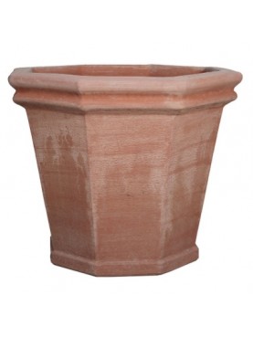 Octagonal vase Ø48cms in terracotta