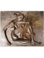 Lastra di camino di epoca decò - donna con il grano - bronzo