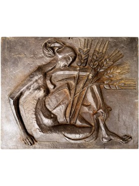 bronze Fireplace - Deco style - woman with wheat