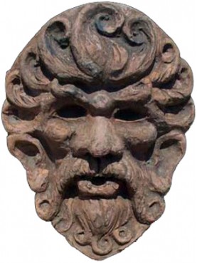 copy of an ancient mask in terracotta