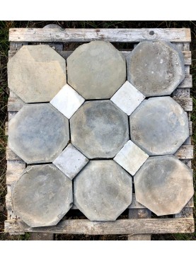 antique slate octagonal floor with marble dot
