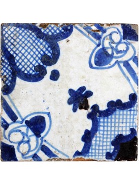 Ancient italian Majolica tile Giustiniani glazed tiles