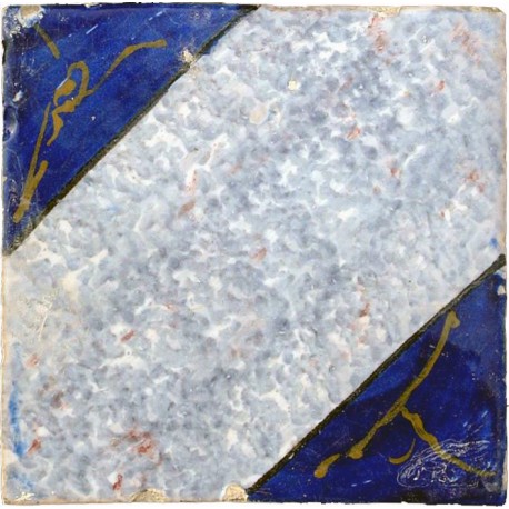 Ancient majolica tile - cobalt blue