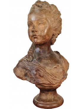 Small bust of a French terracotta girl modeled by Fernand Cian