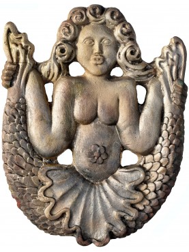 Bas-relief in bronze of two-tailed Mermaid of Spinete