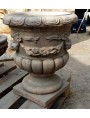 Festooned cement vase H48 cms