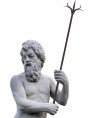 Concrete statue of Neptune with ancient forged iron harpoon
