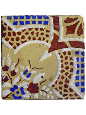 Ancient majolica tile beige and brown