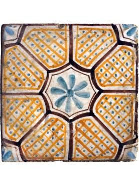Ancient ocher, cobalt blue and aluminum oxide tile