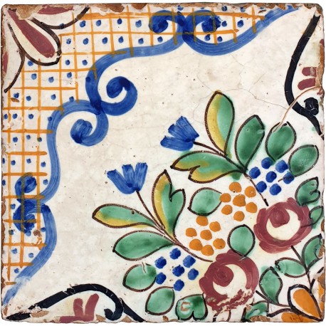 Piastrella di maiolica antica - mosaico pavimentale