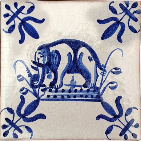 Delft majolica tile - elephant