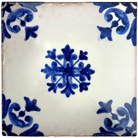 Blue majolica tile 10 x 10 cm our production