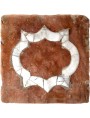 Ancient Tuscan square brick inlaid with white Carrara marble