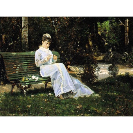 Portrait of Adelaide Banti in the garden, 1875, by Cristiano Banti.