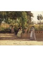 Painting by Silvestro Lega, An after lunch [The trellis], 1868, conserved in Pinacoteca of Brera, Milan.