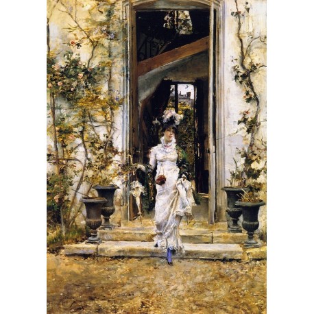 Painting by Giovanni Boldini, Berthe goes out for the walk, 1874.