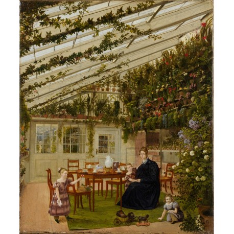 Eduard Gaertner (German, Berlin 1801–1877 Zechlin) Mr. Westfal's family in the Conservatory 1836, oil on canvas.