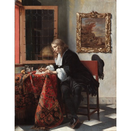 Man writing a letter (1664-1666) by Gabriël Metsu, located at the National Gallery of Ireland.