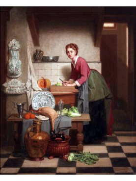  Charles Joseph Grips - Woman Preparing Vegetables, 1871.