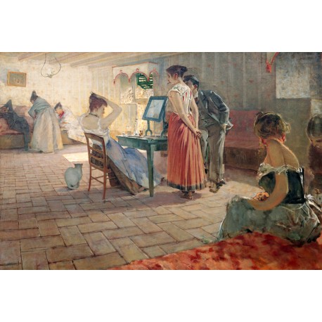 Telemaco Signorini (Firenze 1835, 1901) La toilette del mattino, 1898, olio su tela, 120 x 175 cm