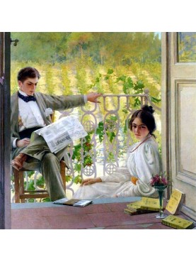 Corcos - Afternoon on the terrace, around 1900.