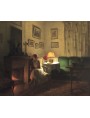 Marcel Rieder, Jeune femme songeuse, assise devant la cheminée, 1932, private collection, oil on canvas.