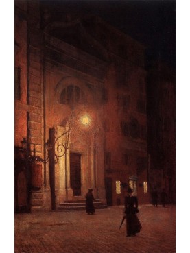 Ignacy Aleksander Gierymski (Polish, 1850-1901), Ulica nocą Street at night (1890).