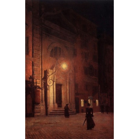 Ignacy Aleksander Gierymski (Polish, 1850-1901), Ulica nocą Street at night (1890).