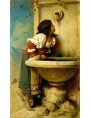 Roman Girl at a Fountain di Léon Bonnat [French, Bayonne 1833–1922 Monchy-Saint-Eloi] 1875.