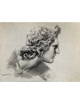Vincenzo Gemito (Napoli 1852 – 1929) Testa di Alessandro Magno; 1920 ca; Acquerello su cartone preparata grigio, incollato su ta