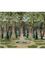 Alexandre Serebriakoff illustra il giardino dll'Hotel Lambert, Parigi, nel biglietto di auguri inviato ad Arturo Lòpez-Willshaw,