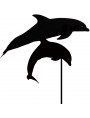 Pair of Dolphins jumping - iron weathervane