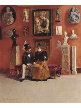 Appuntamento agli Uffizi, 1878. Odoardo Borrani (italiano, 1835-1905). Olio su tela.