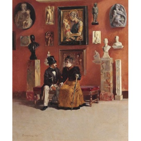 Rendezvous in the Uffizi, 1878. Odoardo Borrani (Italian, 1835-1905). Oil on canvas.