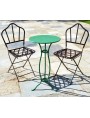 Antique round iron table with two Castellini chairs # 9005