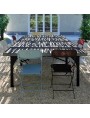 Large iron table with 300 cm split slate top
