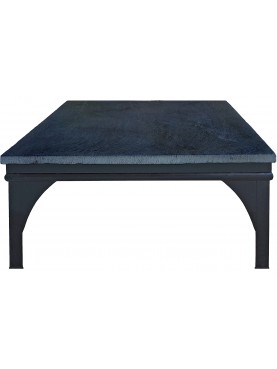 Low iron table 100x100 OF THE MORGUE SERIES cm with split slate top