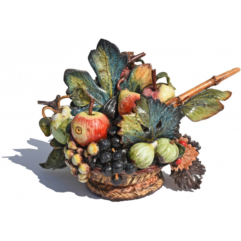 Cesto di frutta Caravaggio piccolo in maiolica - fatto a mano - Recuperando