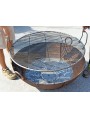 Large iron grill for BBQ flush with the brazier