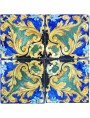 Ancient blue, manganese, ocher and copper majolica tile - Vietri sul Mare