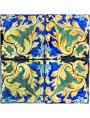 Ancient blue, manganese, ocher and copper majolica tile - Vietri sul Mare