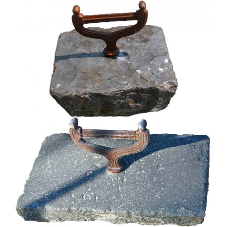 castiron boot scraper mounted on stone