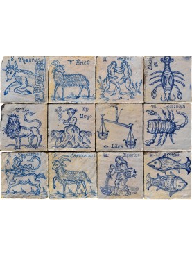 Ancient zodiac signs majolica panel 60 X 45 cm