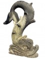 vertical dolphin in renaissance form in stone