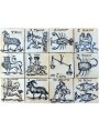 Segni zodiacali antichi pannello di maiolica 60 X 45 cm bianco e manganese